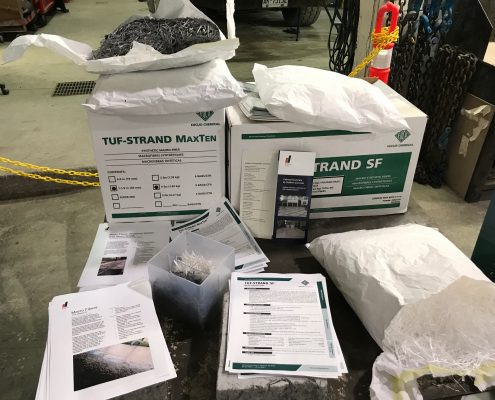 Box's of sample TufStrandSF Maxten Fibre strands and description papers of the fibres